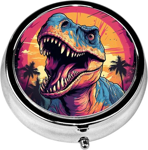 صندوق حبوب الدواء، 3 مقصورات صغيرة لحبوب الدواء، صندوق دواء معدني محمول للسفر مع حاوية صغيرة مرآة لجيب المحفظة والنساء والرجال (طاووس بألوان مائية) in Kuwait