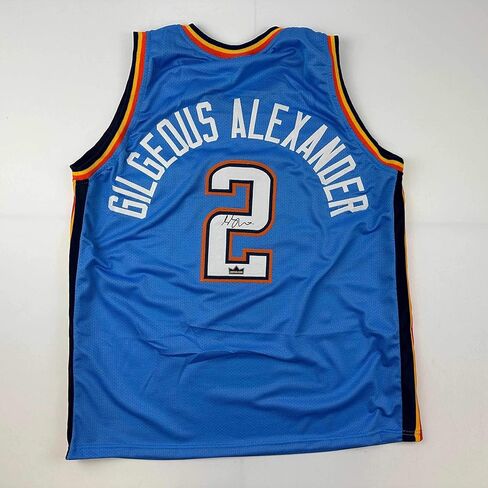 Facsimile Autographed Shai Gilgeous-Alexander SGA Oklahoma City Blue Reprint Laser Auto Basketball Jersey Size Men's XL in Saudi Arabia