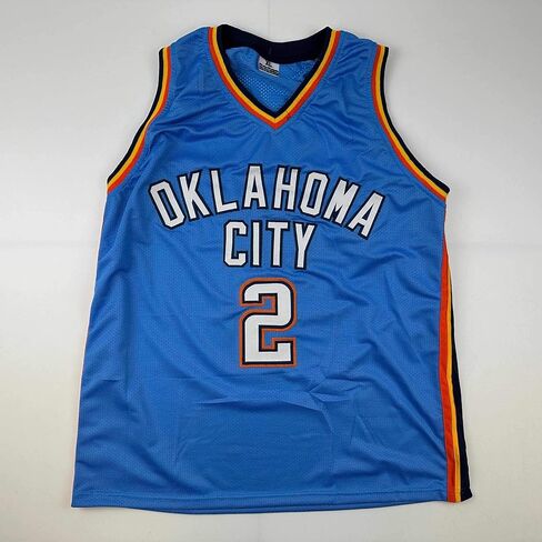 Facsimile Autographed Shai Gilgeous-Alexander SGA Oklahoma City Blue Reprint Laser Auto Basketball Jersey Size Men's XL in Saudi Arabia