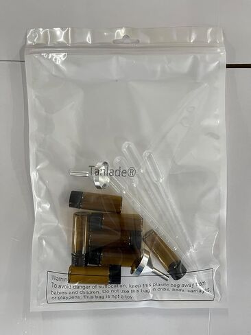 Tanlade 100 Pcs 5ml (1/6 Oz) Small Glass Bottles Essential Oil Bottle with Plastic Screw Caps and Funnel Plastic Pipettes Empty Refillable Sample Bottles for Liquid Preservation Storage(Amber) in Saudi Arabia