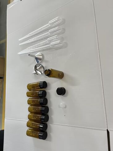 Tanlade 100 Pcs 5ml (1/6 Oz) Small Glass Bottles Essential Oil Bottle with Plastic Screw Caps and Funnel Plastic Pipettes Empty Refillable Sample Bottles for Liquid Preservation Storage(Amber) in Saudi Arabia