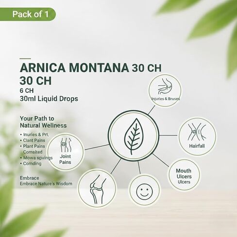 Arnica Montana 30 CH Homeopathic Liquid Drops 30ml – Injury & Bruise Comfort, Joint and Muscle Support, Hair Fall Care, Mouth Ulcer & Oral Comfort, Natural Holistic Remedy in Saudi Arabia