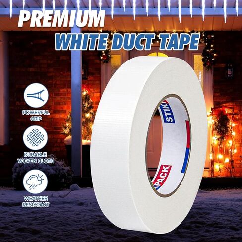 1 Inch White Duct Tape, Heavy Duty White Tape 1 inch x 55 yds, Strong Industrial Strength, Flexible, No Residue, Waterproof and Tear by Hand, Multi-Use for Crafts & Home Improvement in Saudi Arabia