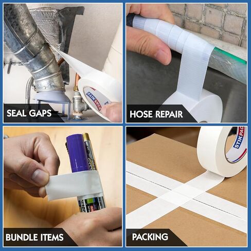 1 Inch White Duct Tape, Heavy Duty White Tape 1 inch x 55 yds, Strong Industrial Strength, Flexible, No Residue, Waterproof and Tear by Hand, Multi-Use for Crafts & Home Improvement in Saudi Arabia