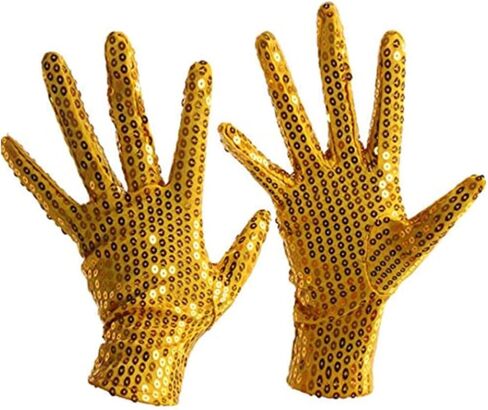Sequin Gloves Glitter Dance Short Gloves 80s 90s Sparkling Glitter Costume Cosplay Party Gloves for Adults in Saudi Arabia