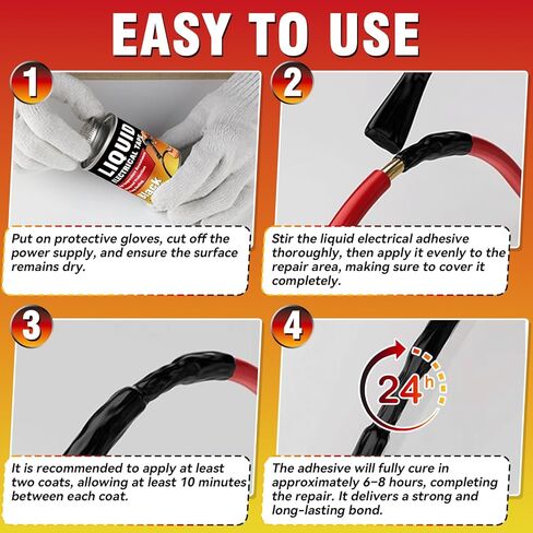 Liquid Electrical Tape, Quick Drying Insulating Electrical Glue, Black Waterproof Wire Glue, High Temperature Resistant; Ideal for Wire Equipment Repair, Automotive, Marine, and Home Use, 4OZ in Kuwait