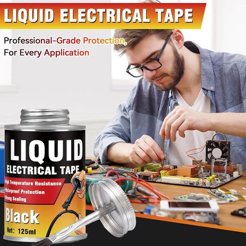 Liquid Electrical Tape, Quick Drying Insulating Electrical Glue, Black Waterproof Wire Glue, High Temperature Resistant; Ideal for Wire Equipment Repair, Automotive, Marine, and Home Use, 4OZ in Kuwait