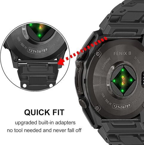 سوار Dhwazz للرجال لساعة Fenix ​​8 51 ملم / 7X / 6X Pro / 5X Plus الذكية، حزام تيتانيوم 26 ملم سريع التركيب لـ Garmin Instinct 3 Solar 50 ملم / Epix Pro 51 ملم in Kuwait