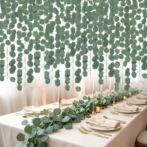 RAINFLOW Eucalyptus Garland for Table - 6PCS Faux Greenery Garland Green Garlands for Decoration Centerpiece Table Decorations Home Mantle Balcony Classroom Leaves Wall Wedding Room Decor 7.1FT in Saudi Arabia