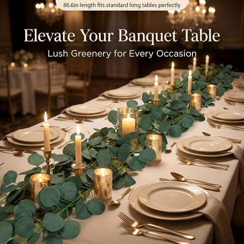RAINFLOW Eucalyptus Garland for Table - 6PCS Faux Greenery Garland Green Garlands for Decoration Centerpiece Table Decorations Home Mantle Balcony Classroom Leaves Wall Wedding Room Decor 7.1FT in Saudi Arabia