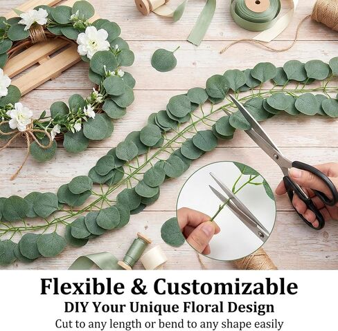 RAINFLOW Eucalyptus Garland for Table - 6PCS Faux Greenery Garland Green Garlands for Decoration Centerpiece Table Decorations Home Mantle Balcony Classroom Leaves Wall Wedding Room Decor 7.1FT in Saudi Arabia