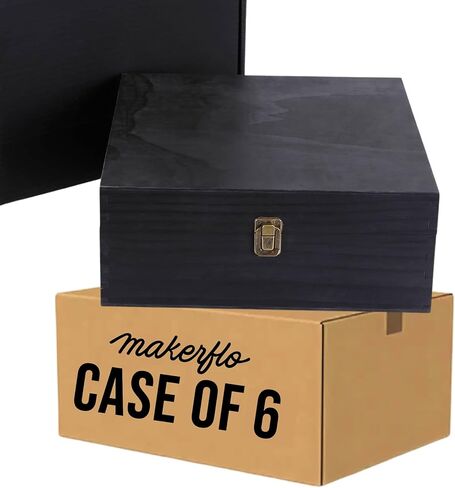 makerflo Large Grey Pine Wood Memory Box with Black Felt Inside, Hinged with Clasp, Keepsake Wooden Box Ideal for Craft and Personalization (Laser Engraving, Epoxy, UV DTF, and Vinyl) – Pack of 1 in Saudi Arabia