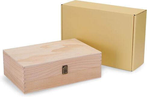 makerflo Large Grey Pine Wood Memory Box with Black Felt Inside, Hinged with Clasp, Keepsake Wooden Box Ideal for Craft and Personalization (Laser Engraving, Epoxy, UV DTF, and Vinyl) – Pack of 1 in Saudi Arabia