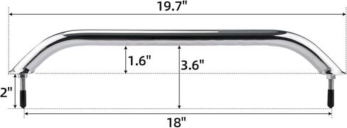 NovelBee 2pcs 19.5 "مقبض قارب، مصقول الفولاذ المقاوم للصدأ شريط الإمساك مع قبضة الإصبع، الثقيلة سطح السفينة مقبض مقبض الباب سحب لليخوت البحرية RV in Saudi Arabia