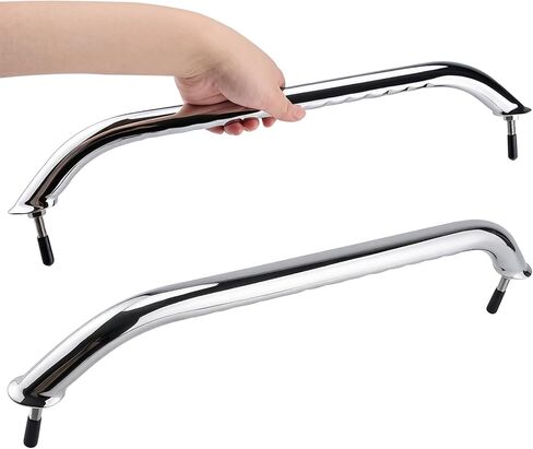 NovelBee 2pcs 19.5 "مقبض قارب، مصقول الفولاذ المقاوم للصدأ شريط الإمساك مع قبضة الإصبع، الثقيلة سطح السفينة مقبض مقبض الباب سحب لليخوت البحرية RV in Saudi Arabia