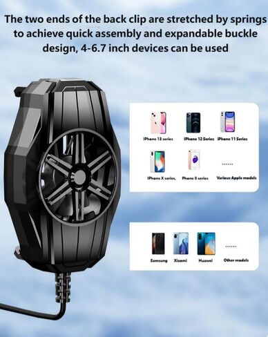 Wired USB Interface High Airflow Portable Phone Cooler, Fast Cooling Mobile Radiator for Gaming Streaming and Extended Use On Phones and Tablets in Saudi Arabia