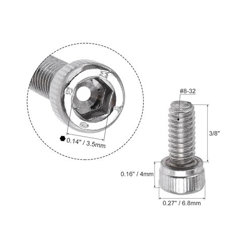#8-32x3/8 Hex Socket Head Cap Screw Bolts 304 Stainless Steel Polished 25pcs in Saudi Arabia