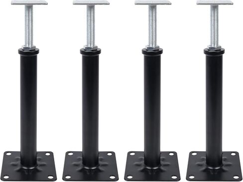 4 Pack Adjustable House Floor Jacks – 16"-20" Heavy Duty House Jacks for Leveling, Steel Support Posts for Beams, Decks, Crawl Spaces, Basements-Black in Saudi Arabia