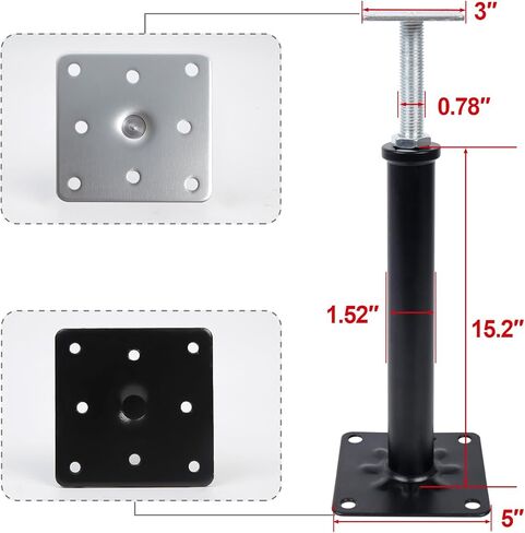4 Pack Adjustable House Floor Jacks – 16"-20" Heavy Duty House Jacks for Leveling, Steel Support Posts for Beams, Decks, Crawl Spaces, Basements-Black in Saudi Arabia