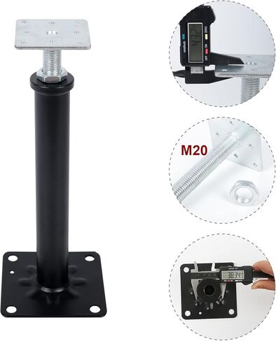 4 Pack Adjustable House Floor Jacks – 16"-20" Heavy Duty House Jacks for Leveling, Steel Support Posts for Beams, Decks, Crawl Spaces, Basements-Black in Saudi Arabia