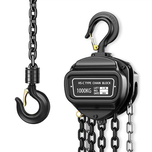 Hand Chain Hoist, Manual Chain Fall，2 Ton 4400 lbs Capacity 10 FT Come Along, G80 Galvanized Carbon Steel，Auto Chain Leading & 360° Rotation Hook for Warehouse Building Automotive Machinery (2T-3M) in Saudi Arabia