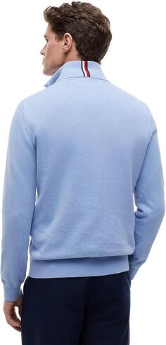 Tommy Hilfiger Men's 1/4 Zip Mockneck Pullover Sweater, BlueHtr, M in Saudi Arabia