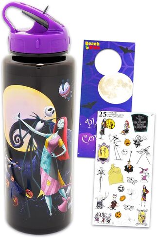 Disney The Nightmare Before Christmas Reusable Water Bottle Set Bundle 30 Oz Plastic Water Bottle with Spout for Home, School, Sports Plus Sticker, and More | Jack Skellington Container in Saudi Arabia