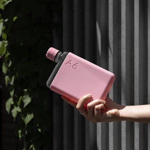 حزمة memobottle A6 (زهر الكرز) - 12 أونصة (375 مل) - زجاجة وغطاء وغطاء من السيليكون | زجاجة مياه مدمجة للحقائب والجيوب الصغيرة | تريتان خالي من مادة BPA | حديث وبسيط | للصالة الرياضية والعمل in Kuwait