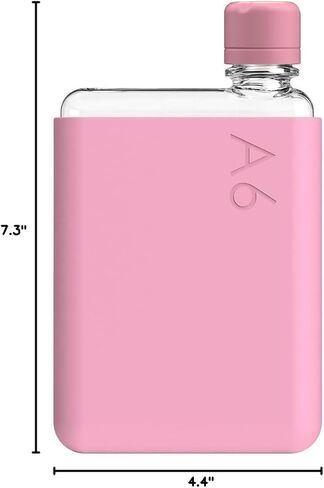 حزمة memobottle A6 (زهر الكرز) - 12 أونصة (375 مل) - زجاجة وغطاء وغطاء من السيليكون | زجاجة مياه مدمجة للحقائب والجيوب الصغيرة | تريتان خالي من مادة BPA | حديث وبسيط | للصالة الرياضية والعمل in Kuwait
