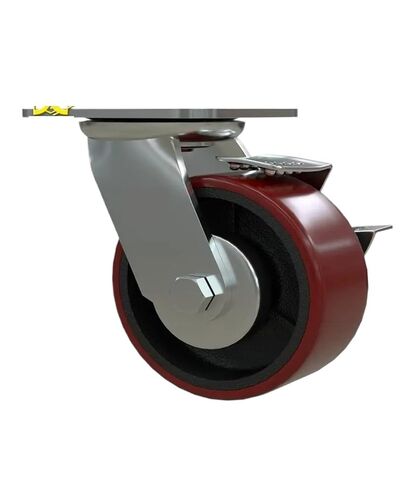 1 Pack Heavy Duty 5 Inch Cast Iron PU Polyurethane Caster Swivel Wheel with Brake Warehouse Handling Industrial Wheel in Saudi Arabia