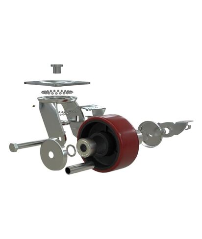 1 Pack Heavy Duty 5 Inch Cast Iron PU Polyurethane Caster Swivel Wheel with Brake Warehouse Handling Industrial Wheel in Saudi Arabia