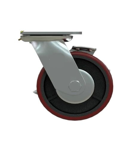 1 Pack Heavy Duty 5 Inch Cast Iron PU Polyurethane Caster Swivel Wheel with Brake Warehouse Handling Industrial Wheel in Saudi Arabia