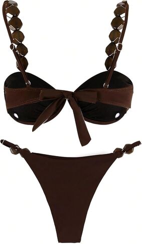 SHENHE Women's Push Up Swimsuits 2 Piece Underwire Top Thong Bikini Set Beaded Swimwear in Saudi Arabia