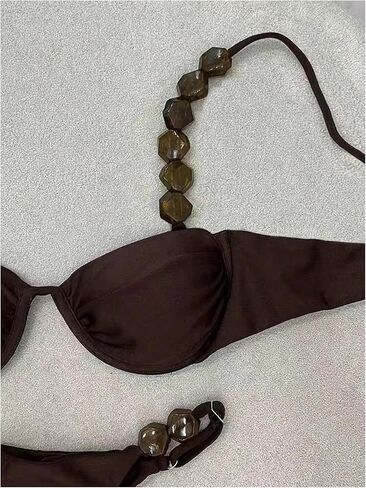 SHENHE Women's Push Up Swimsuits 2 Piece Underwire Top Thong Bikini Set Beaded Swimwear in Saudi Arabia