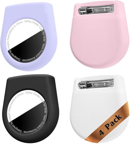 [1 Pack] Safety Case for Air Tags, Hidden for Airtag Holder for Kids with Clip Invisible Pin, GPS Tracker Case, Anti Lost, for Children, Elderly, Backpack, Luggage, Clothing, Black in Saudi Arabia