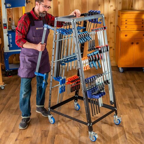 Pack Rack Plus Tool Storage Organizer on Wheels - Durable A-Frame Tool Caddy with Wheels - Versatile & Ready to Assemble Rolling Tool Cart - Mobile Rack w/Slotted Trays, Pegboard Panels, & More in Saudi Arabia