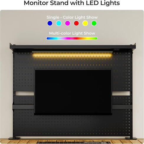 EUREKA ERGONOMIC Metal Pegboard, 43x34inch Clam on Desk Pegboard with Dual Monitor Stand, Garage Pegboard with 4 Accessories, Desk Shelves for Tool organizer, Office, Gaming Desk, Workbench, Black in Kuwait