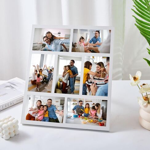 Benhurb 4x6 Picture Frames Collage Wall Decor, Multiple Photo Collage Frames, Mounting or Tabletop Display, 7-Opening for 4 x 6 Picture Frames for Home Living Room Family Gifts (Black) in Saudi Arabia