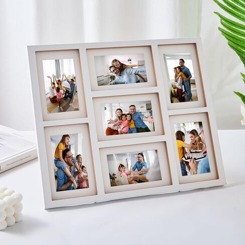 Benhurb 4x6 Picture Frames Collage Wall Decor, Multiple Photo Collage Frames, Mounting or Tabletop Display, 7-Opening for 4 x 6 Picture Frames for Home Living Room Family Gifts (Black) in Saudi Arabia