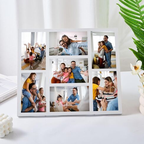 Benhurb 4x6 Picture Frames Collage Wall Decor, Multiple Photo Collage Frames, Mounting or Tabletop Display, 7-Opening for 4 x 6 Picture Frames for Home Living Room Family Gifts (Black) in Saudi Arabia