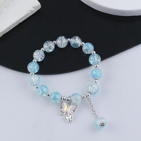 CSIYANJRY99 Always Believe in Yourself Butterfly Bracelet Cute Colored Beads Charm Bracelets Elastic Crystal Bead Bracelets for Women in Saudi Arabia