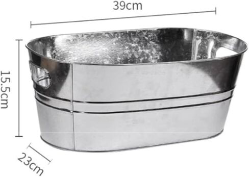 3 Gallon Galvanized Tub Beverage Tubs, Metal Ice Buckets for Cocktail Bar Wine Beer Drink Buckets with Handles Large Tub Ice Bucket for Parties (Silvery) in Saudi Arabia