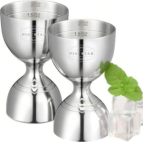 Stainless Steel Cocktail Jigger 2 Pack, Commercial Bar Tool for Restaurant, Bar, Pub & Catering, Bulk 1oz 2oz Double Sided Bell Jigger with Measurements, Professional Bartender Measuring Cup in Saudi Arabia