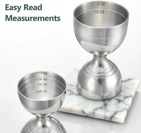 Stainless Steel Cocktail Jigger 2 Pack, Commercial Bar Tool for Restaurant, Bar, Pub & Catering, Bulk 1oz 2oz Double Sided Bell Jigger with Measurements, Professional Bartender Measuring Cup in Saudi Arabia