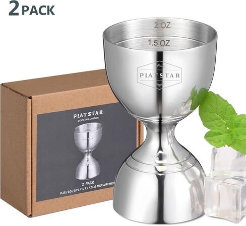Stainless Steel Cocktail Jigger 2 Pack, Commercial Bar Tool for Restaurant, Bar, Pub & Catering, Bulk 1oz 2oz Double Sided Bell Jigger with Measurements, Professional Bartender Measuring Cup in Saudi Arabia
