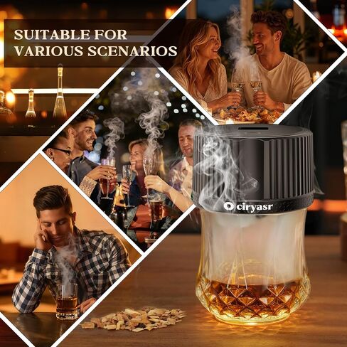 Electric Whiskey Smoker Kit Upgraded, Rechargeable Cocktail Smoker Kit with 4 Light Modes & 6 Wood Chips, Old Fashioned Whiskey Accessories, Bourbon Gifts for Men, Dad, Husband, No Butane in Saudi Arabia