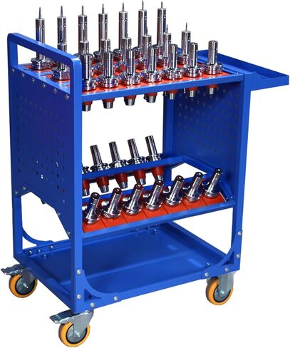 CNC Tool Holder Cart,Cat 40 Tool Storage Cart for Warehouses and Machining Centers,BT/CAT40-35CAP,Blue in Saudi Arabia