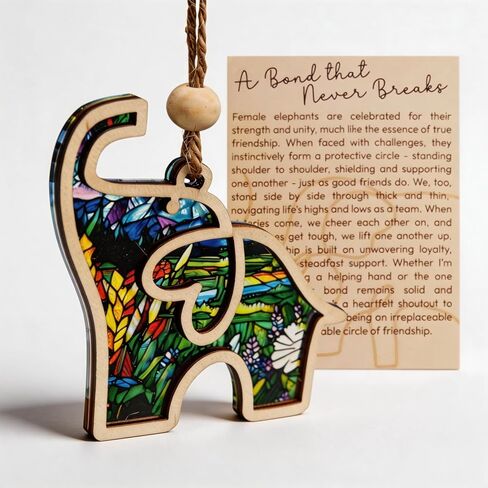 Friendship Elephant Ornament with Story Card - Suncatcher Birthday Gifts for Women, Best Friend & Sister Special Bond Decor (Purple-NB) in Saudi Arabia