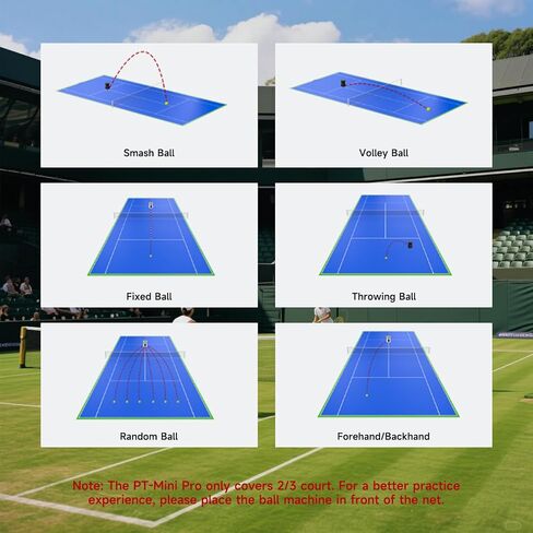 آلة كرة التنس، آلة إطلاق كرة التنس المحمولة PT-Mini Pro للتمرين والتدريب، دعم التطبيق وضبط السرعة والزاوية عن بعد، تحمل أكثر من 65 كرة في وقت واحد، سهلة الاستخدام in Kuwait