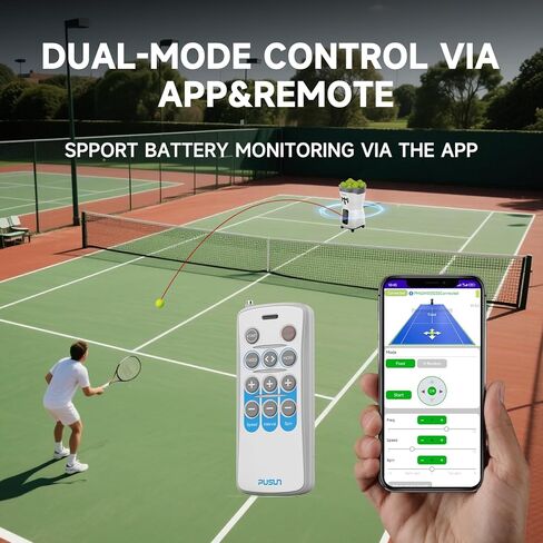 آلة كرة التنس، آلة إطلاق كرة التنس المحمولة PT-Mini Pro للتمرين والتدريب، دعم التطبيق وضبط السرعة والزاوية عن بعد، تحمل أكثر من 65 كرة في وقت واحد، سهلة الاستخدام in Kuwait
